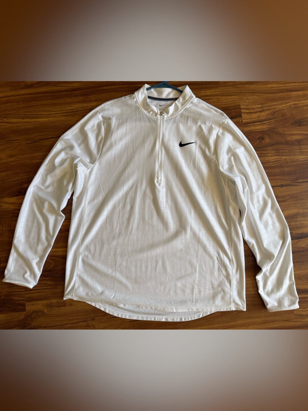 Nike White Long-Sleeve Quarter-Zip Dri-Fit Performance Pullover, Men’s Large